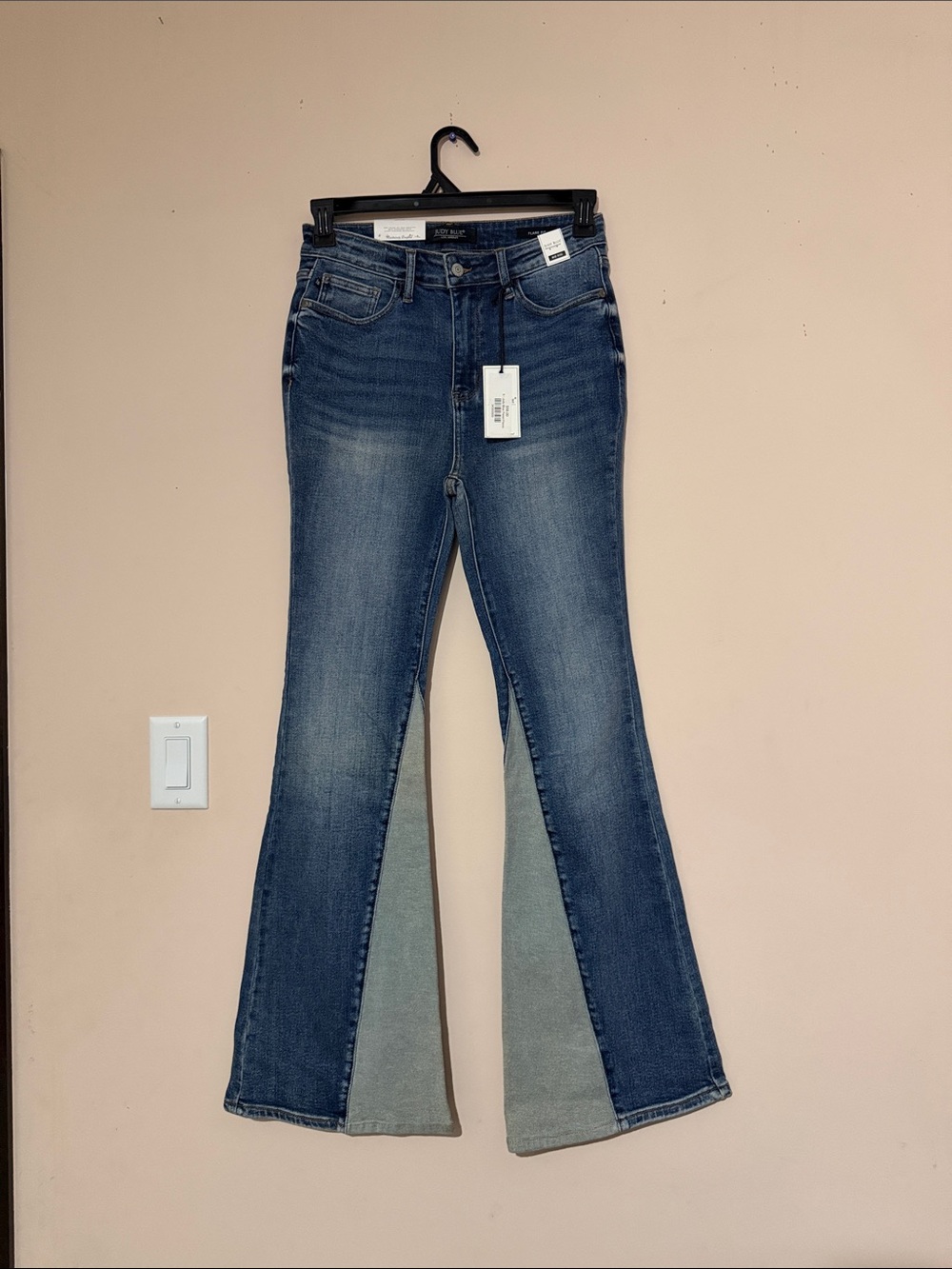 NWT Judy Blue Dark Blue Flare Jeans with Faded Detail